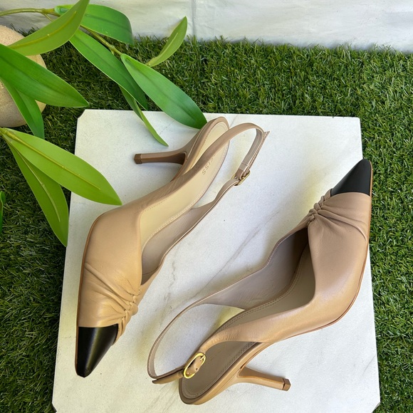 DELILAH
MID HEEL LEATHER
SLING BACK COURT
SHOES Nude size 38 US 8 - Picture 5 of 12